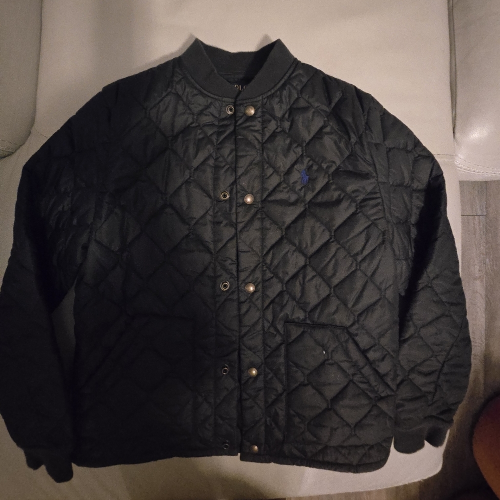 Polo Ralph Lauren Black Quilted Bomber Jacket Large (14-16)